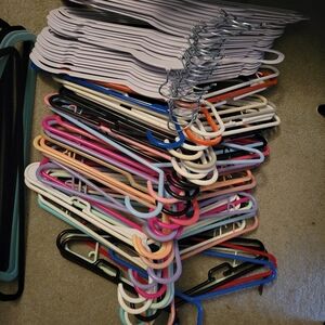 Lot Of Colorful Plastic Hangers Set